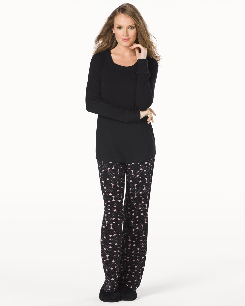 Embraceable Cool Nights Pajama Pants Set Petite Soiree Black RG