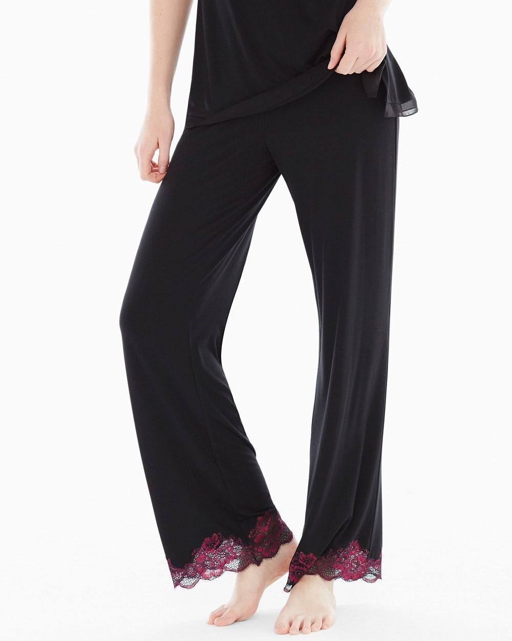 Floral Trellis Lace Pajama Pants Black/Honeysuckle