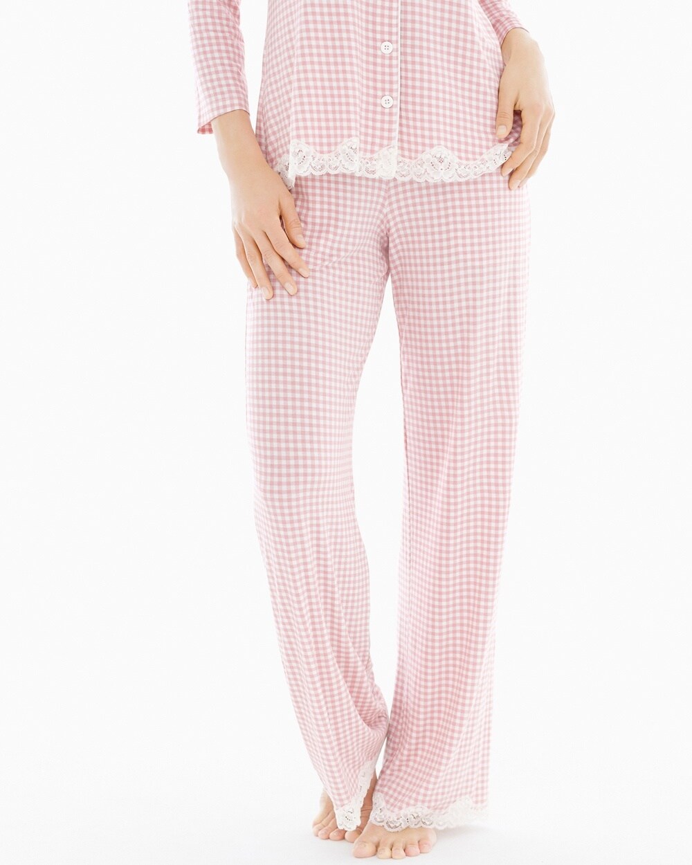 Embraceable Cool Nights Pajama Pants Gingham Blush Pink RG