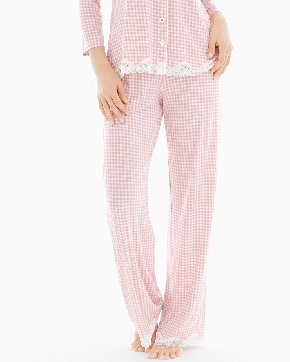 Embraceable Cool Nights Pajama Pants Gingham Blush Pink