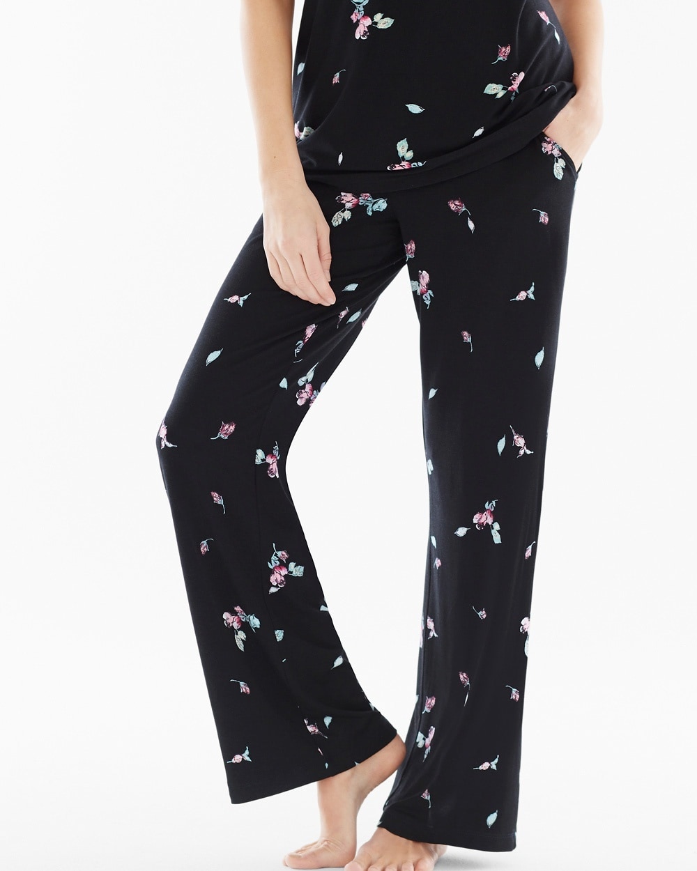 Embraceable Cool Nights Pajama Pants Botanical Bouquet Black
