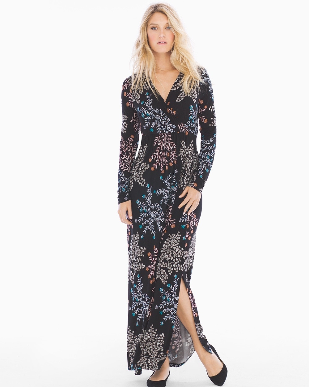 Long Sleeve Maxi Dress with Side Slit Free Spirit Multi RG