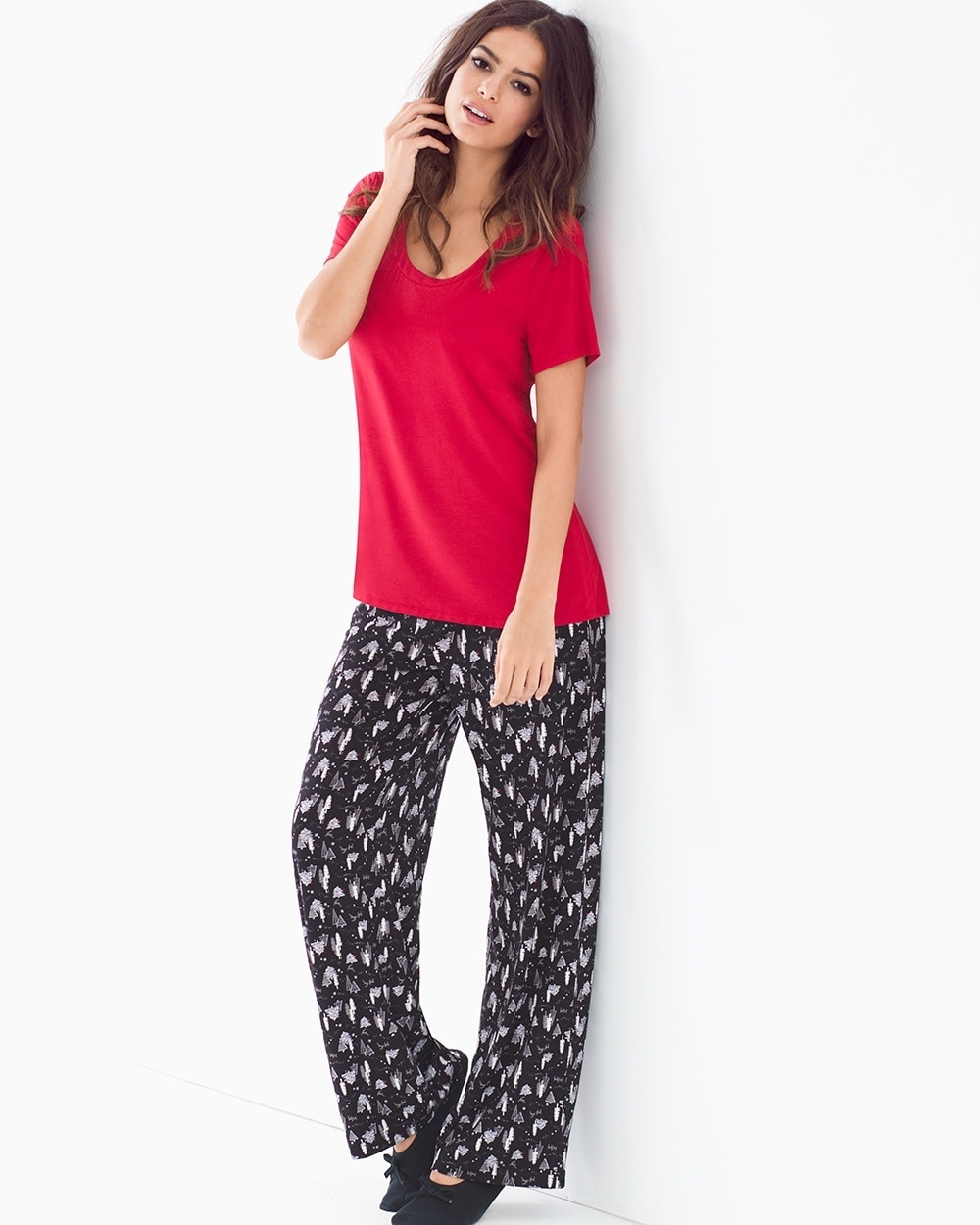 Cool Nights Short Sleeve Pajama Set Hush Scenic Ruby TL