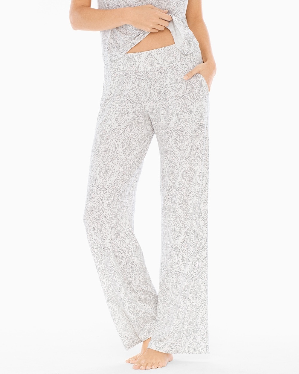 Cool Nights Pajama Pants Delicate Scroll Ivory TL