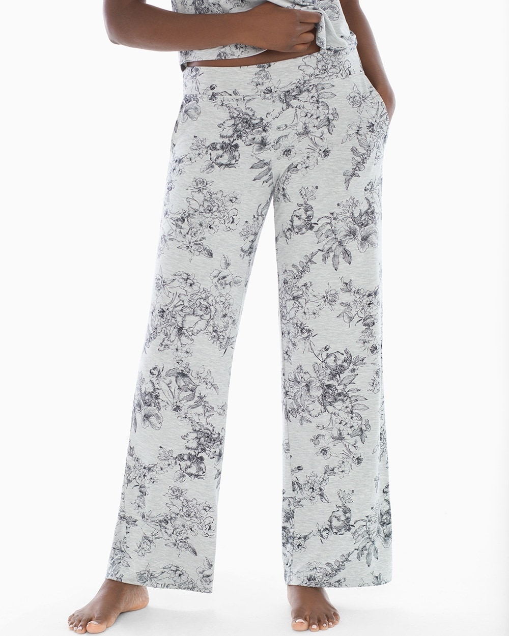 Cool Nights Pajama Pants Etched Floral Heather Frost
