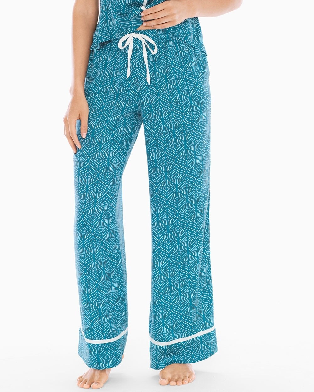 Satin Pajama Pants Feather Geo Ivory RG