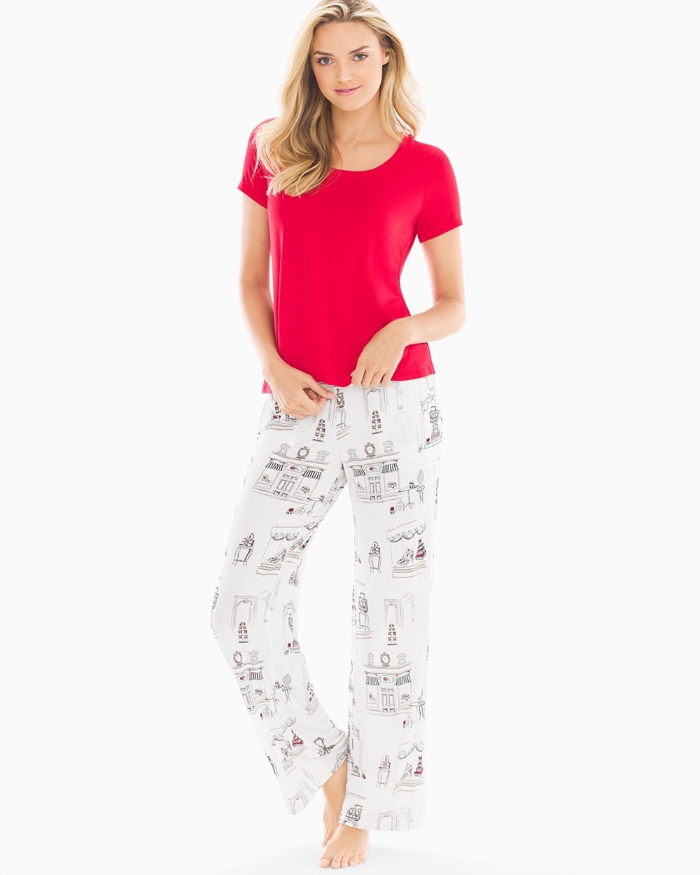 Cool Nights Short Sleeve Pajama Set Accessorize Festive Red TL