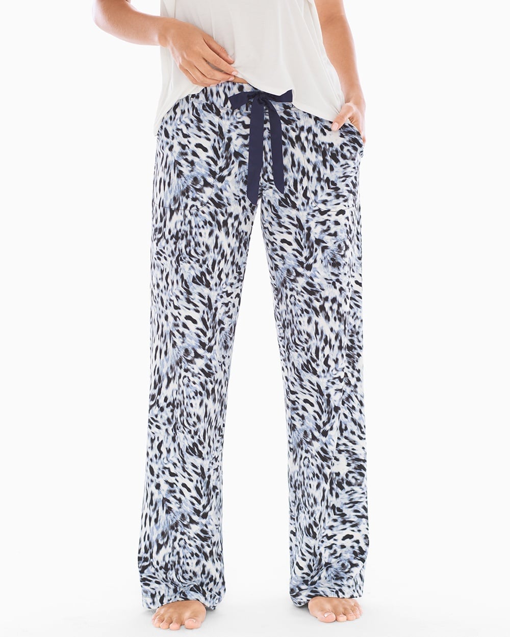 Embraceable Pajama Pants Textured Cat Pale Iris