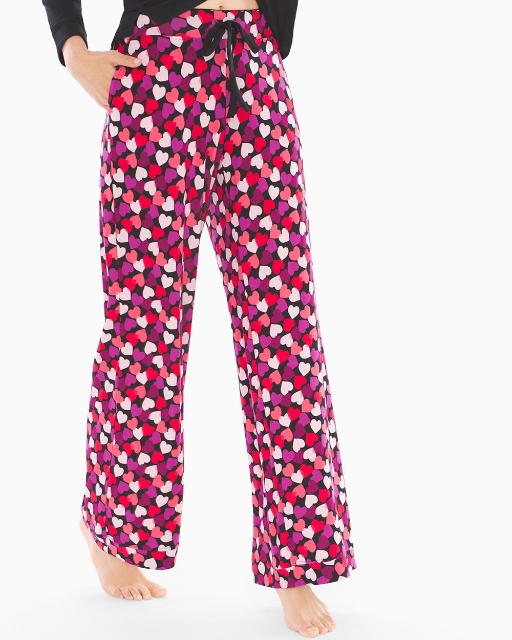 Cool Nights Pajama Pants Amore Heart Black