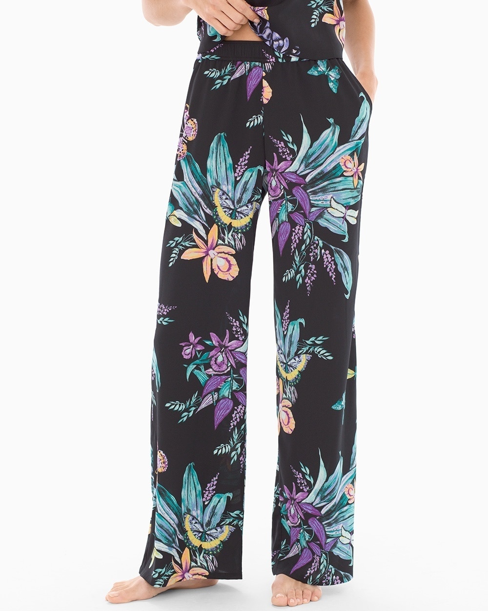 Drama Pajama Pants Exotic Floral Black TL