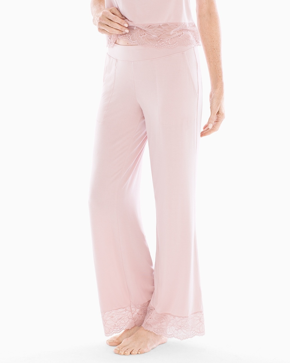 Cool Nights Lace Trim Pajama Pants Vintage Pink TL
