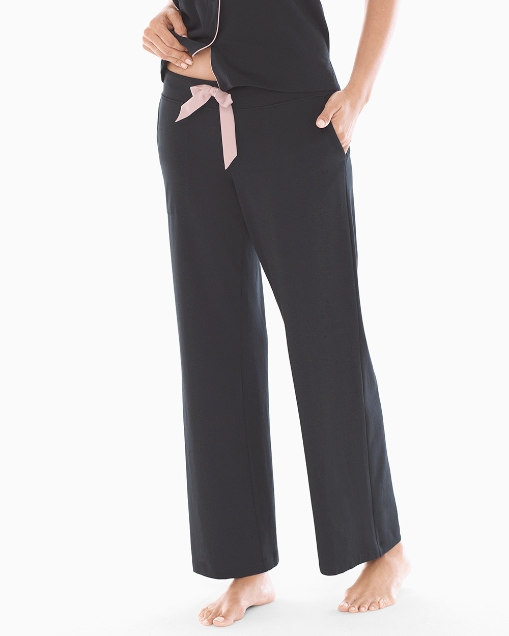Embraceable Pajama Pants Black with Pink Trim