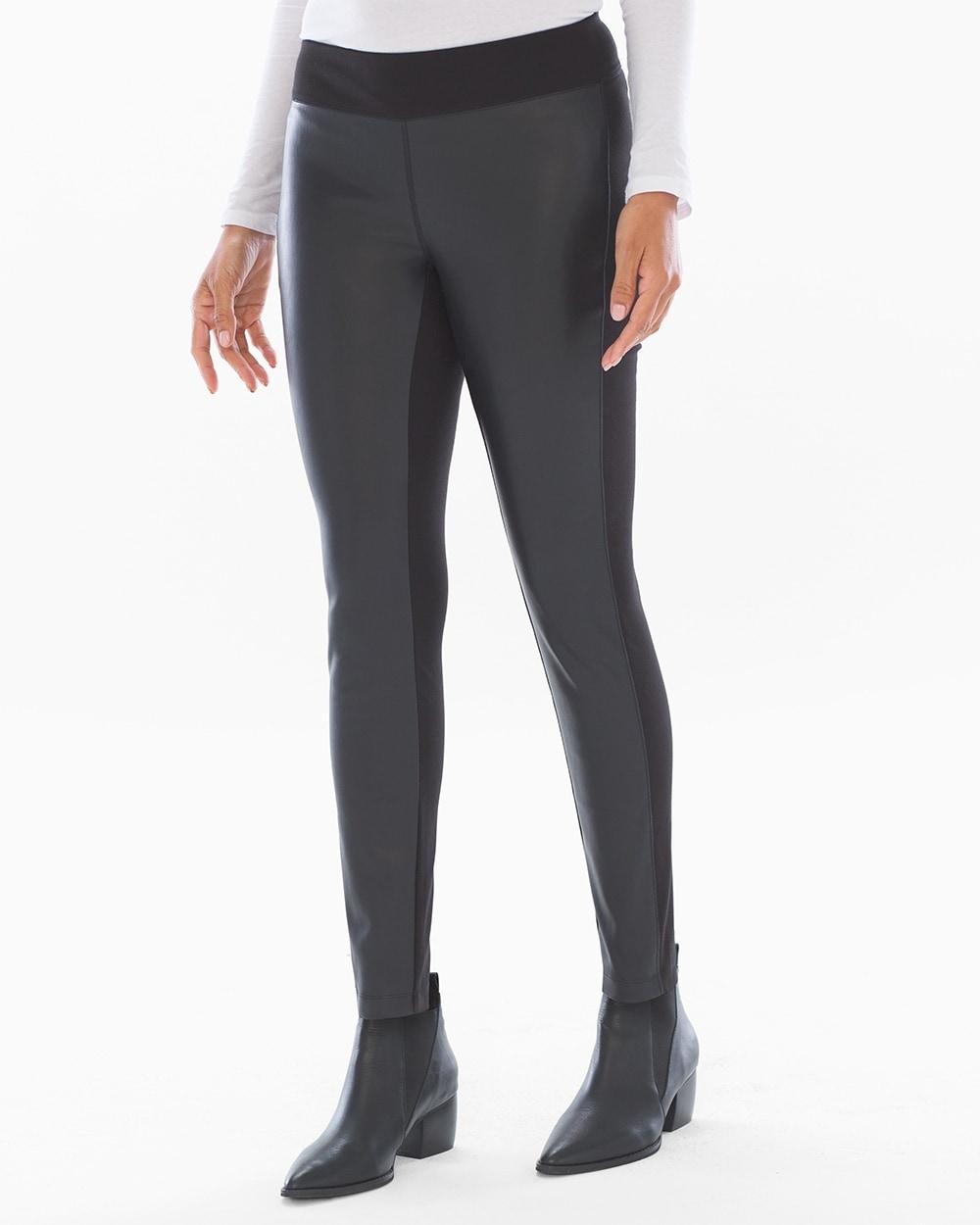 Smoothing Faux Leather Leggings Black SH