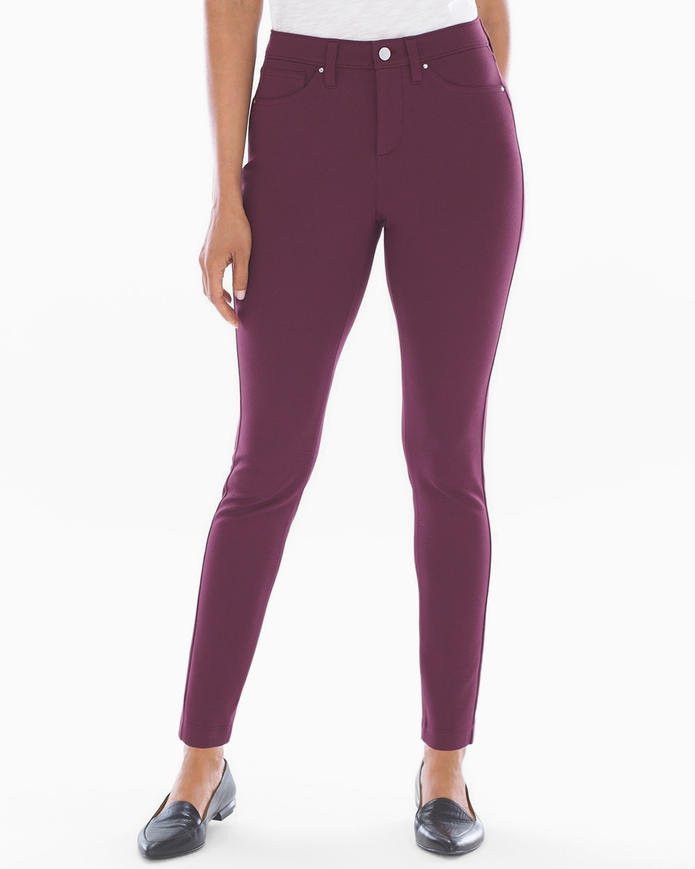 Style Essentials Slimming 5 Pocket Ponte Pants Merlot