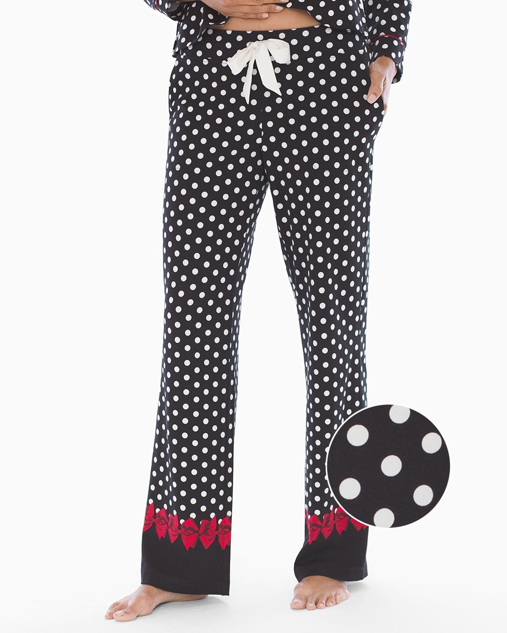 Embraceable Pajama Pants Bows Border Black Red SH