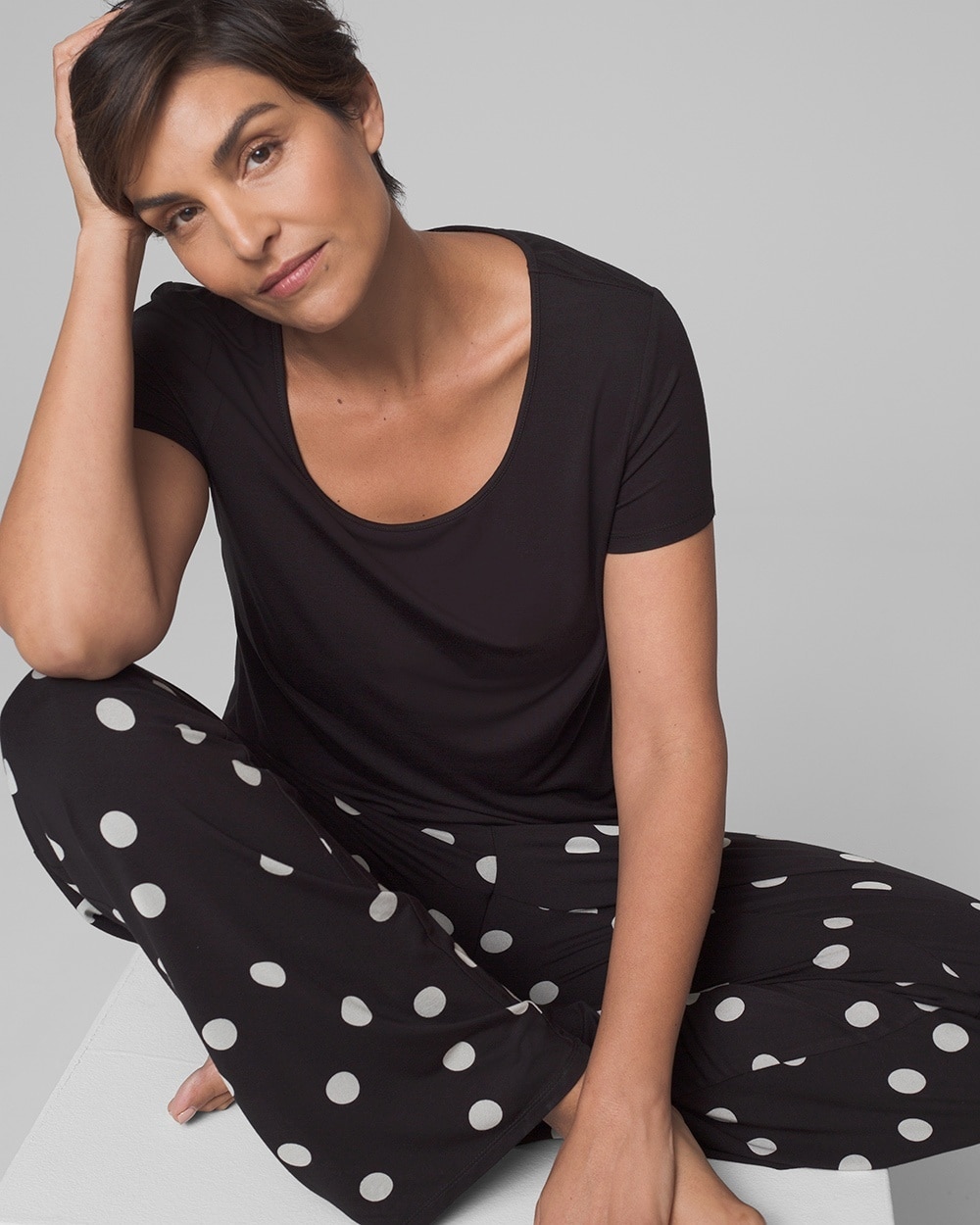Cool Nights Short Sleeve Pajama Set Whimsy Dot Black SH