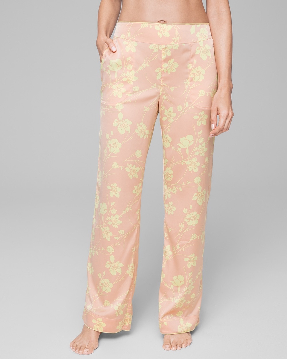 Satin Sleep Pants Swirling Floral Lemon RG
