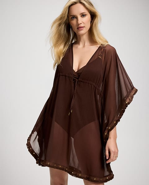 Brown coverup and accessories