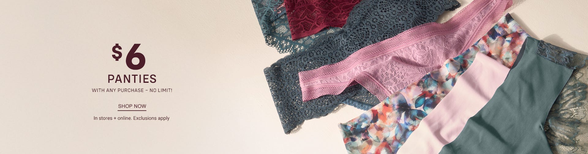 $6 Panties with any purchase