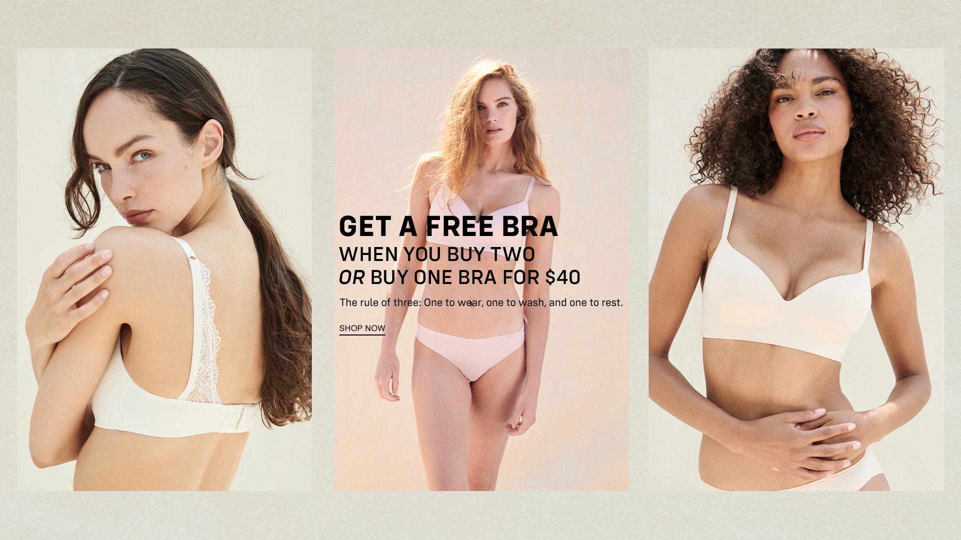 Get a Free Bra When you Buy 2 or Buy 1 Bra for $40