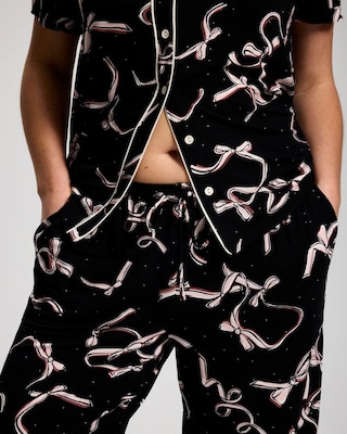 Piped Crop Pajama Pants click to view larger image.