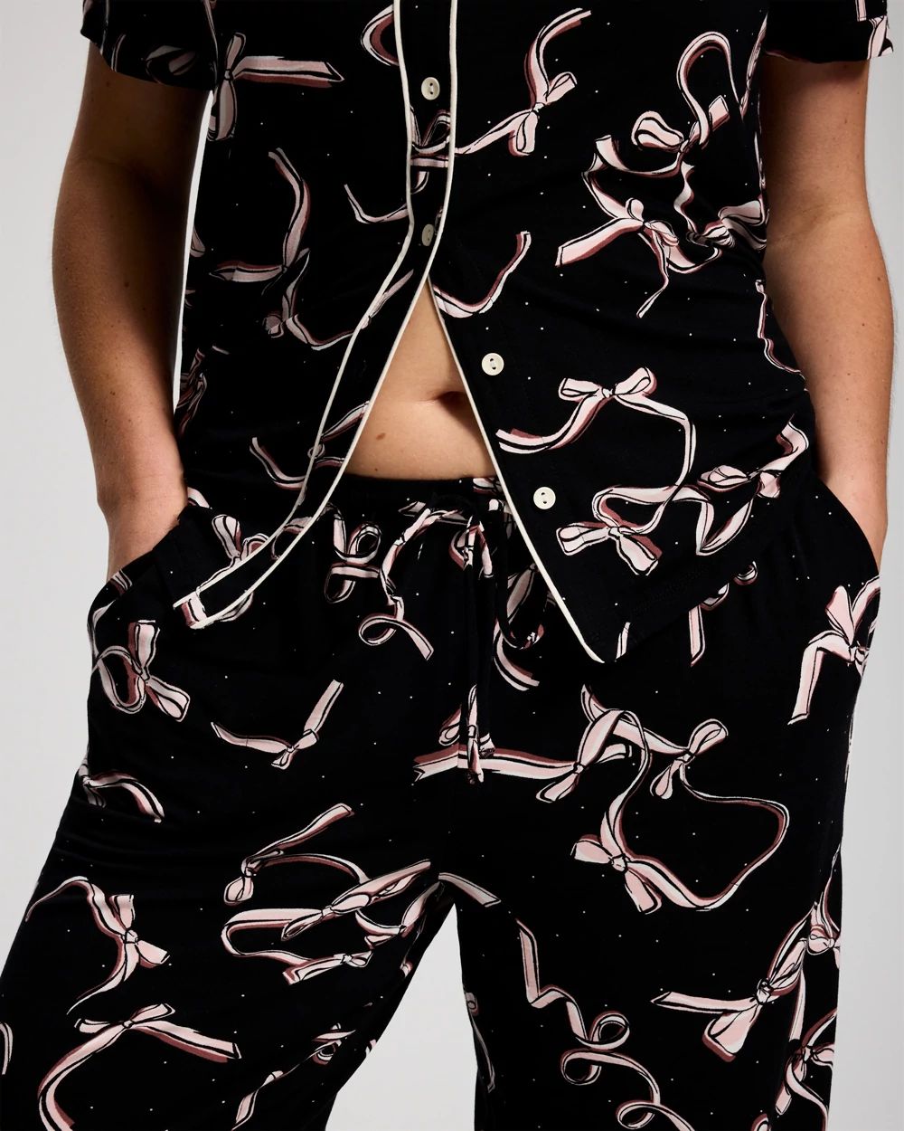 Piped Crop Pajama Pants click to view larger image.