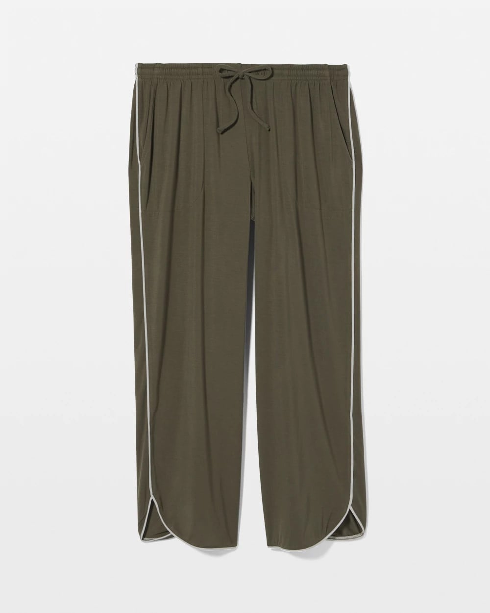 Solid Piped Crop Pajama Pant