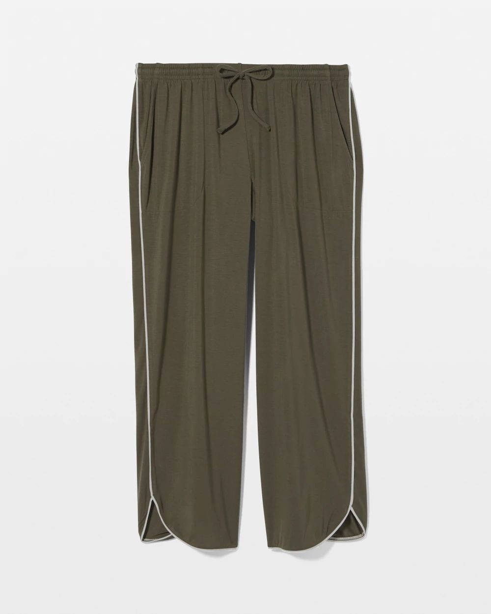 Cool Nights Solid Piped Crop Pajama Pant
