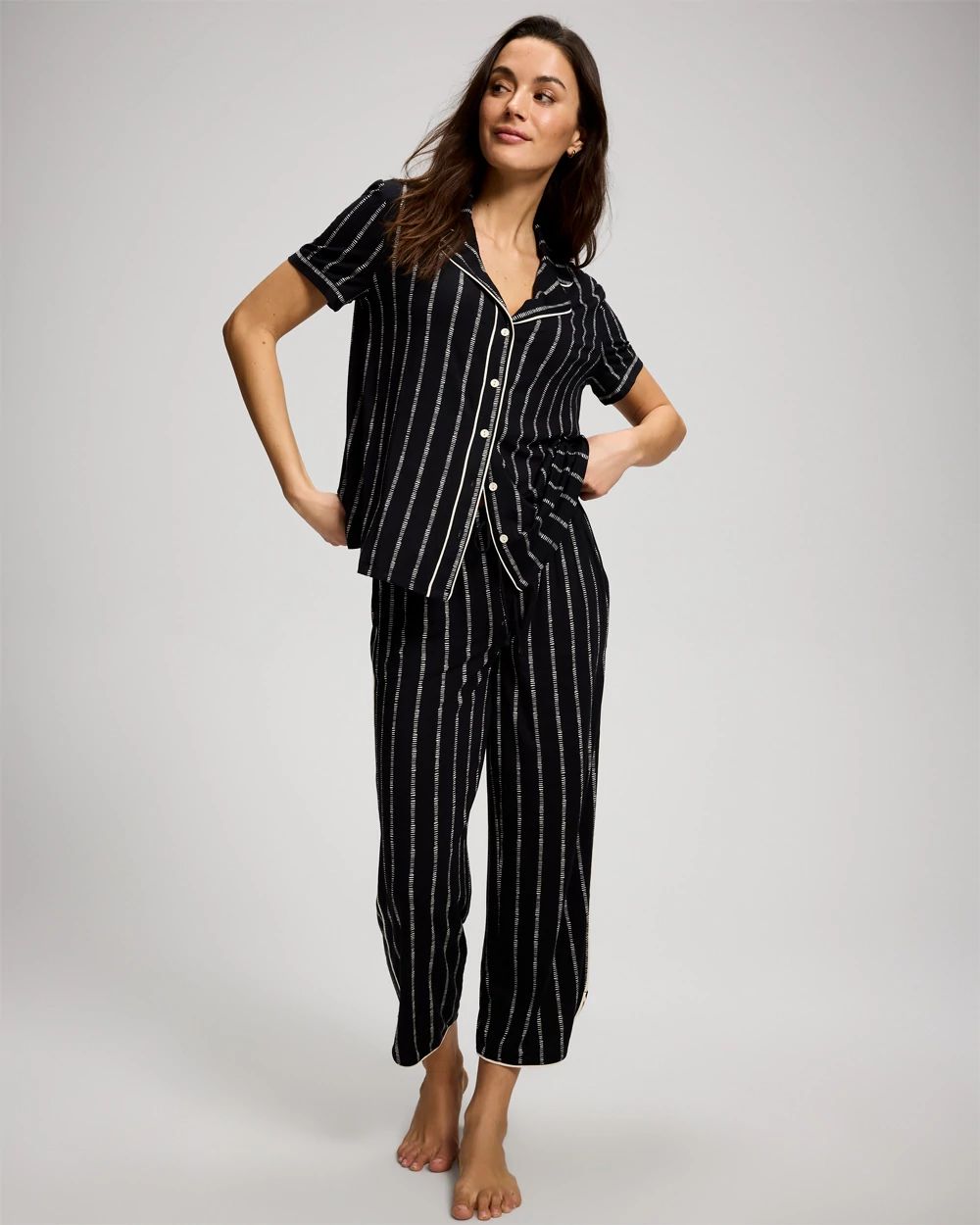 Cool Nights Piped Crop Pajama Pants