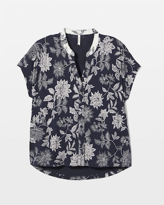 Mandarin Collar Short Sleeve Pajama Top click to view larger image.