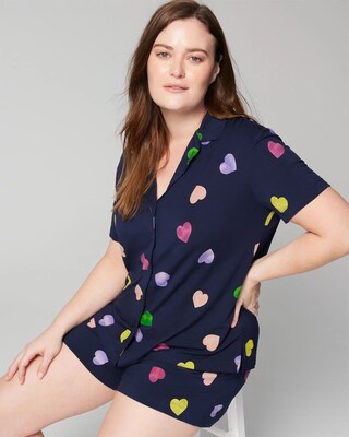 Short-Sleeve Notch Shorts Pajama Set