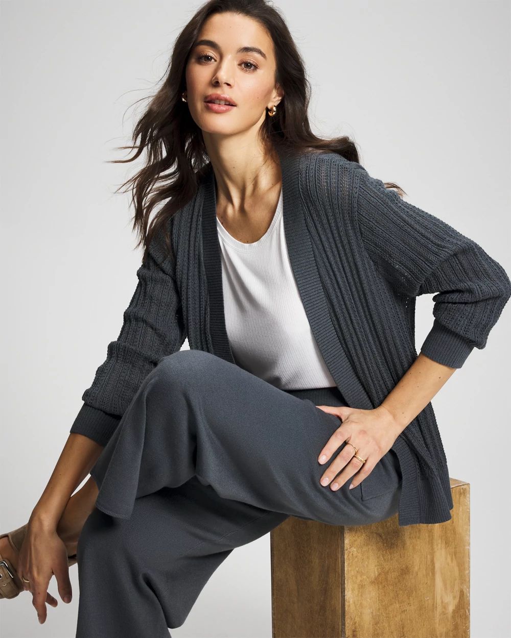 24/7 by Soma Pointelle Sweater Wrap