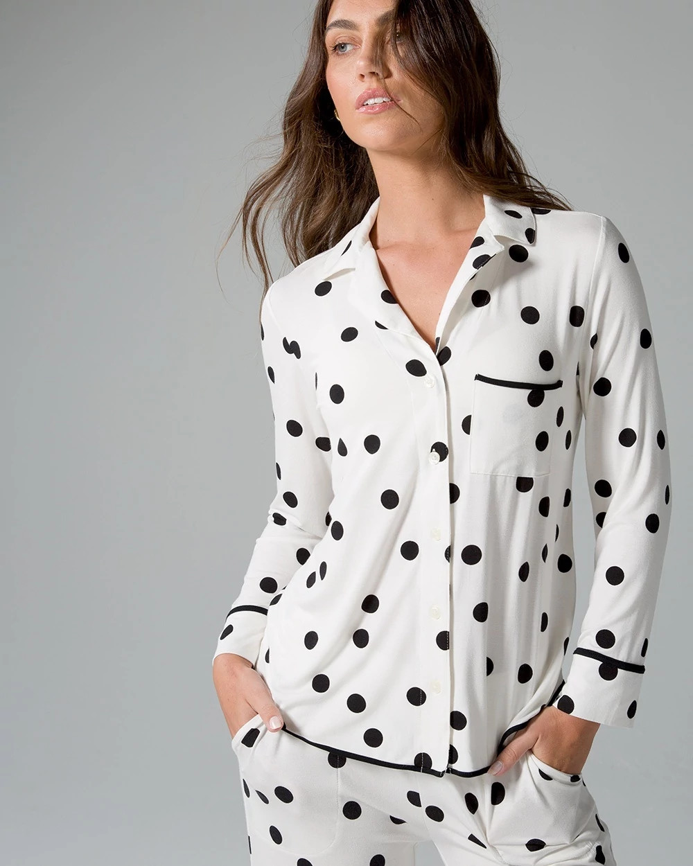 Cool Nights Long Sleeve Notch Collar Pajama Top