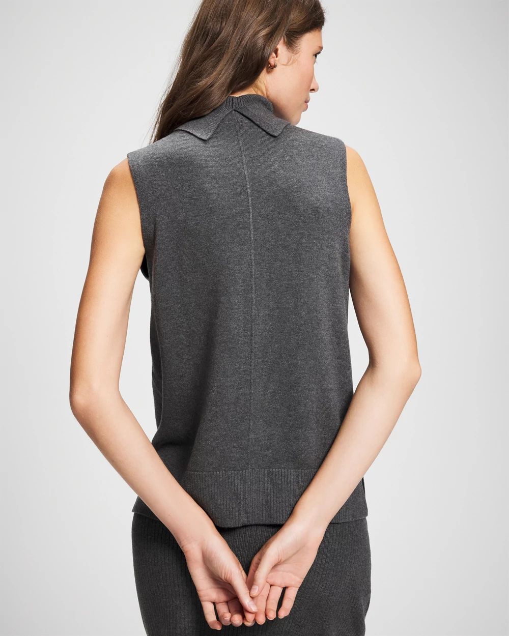 Premier Knit Sweater Turtleneck Sleeveless Top click to view larger image.