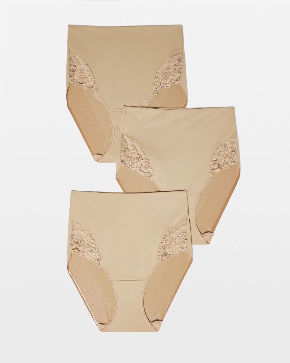 Vanishing Tummy High-Waist Brief Panty with Lace 3 Pack