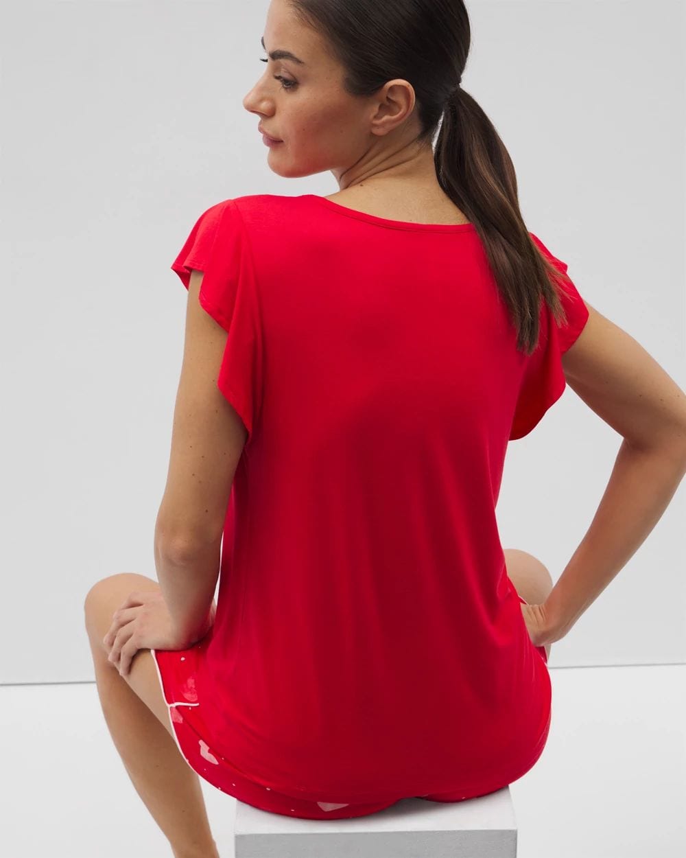 Cool Nights Short-Sleeve Flutter Pajama Top
