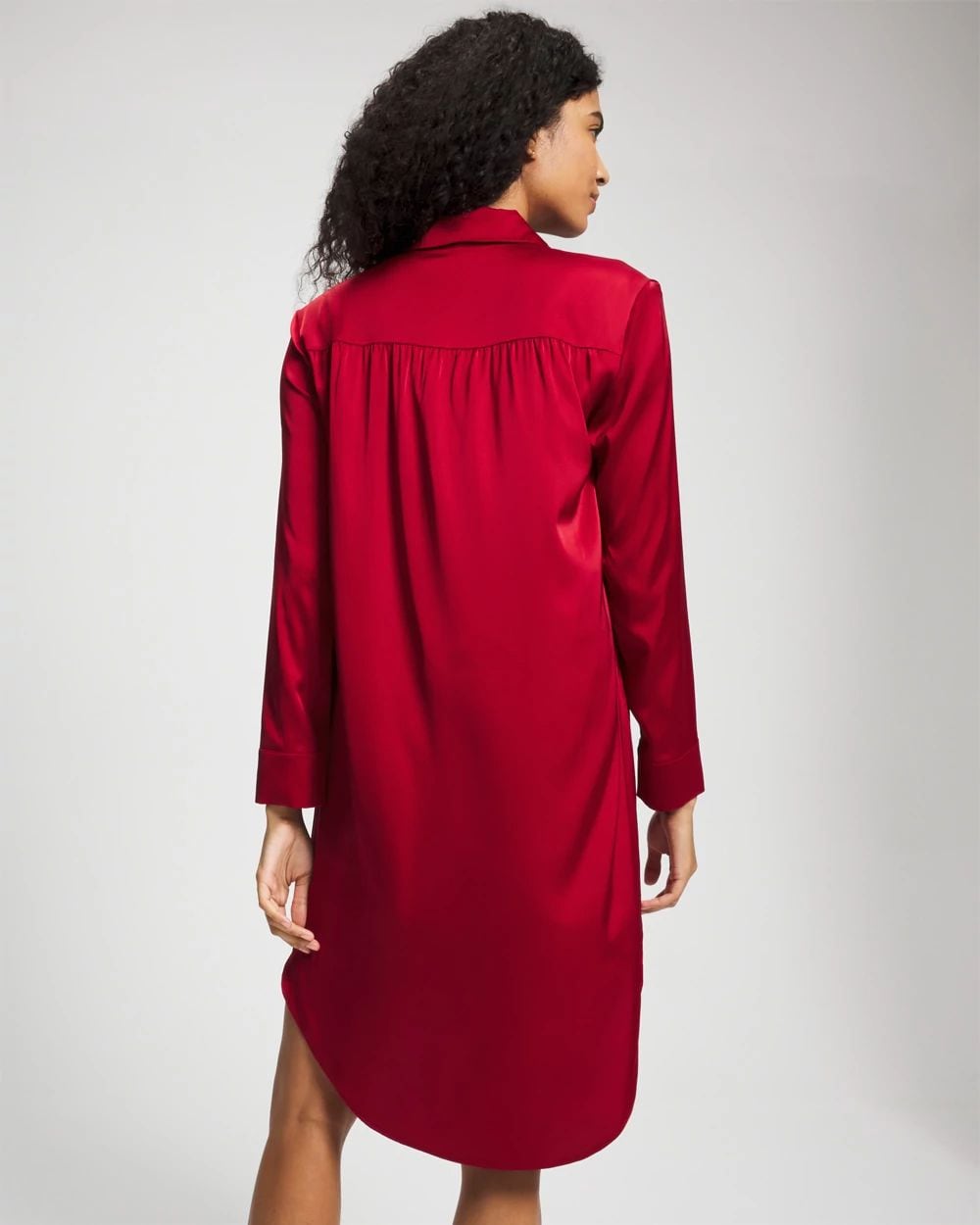 Satin Long-Sleeve Sleep Shirt