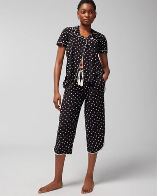 Short-Sleeve Notch Collar Pajama Top