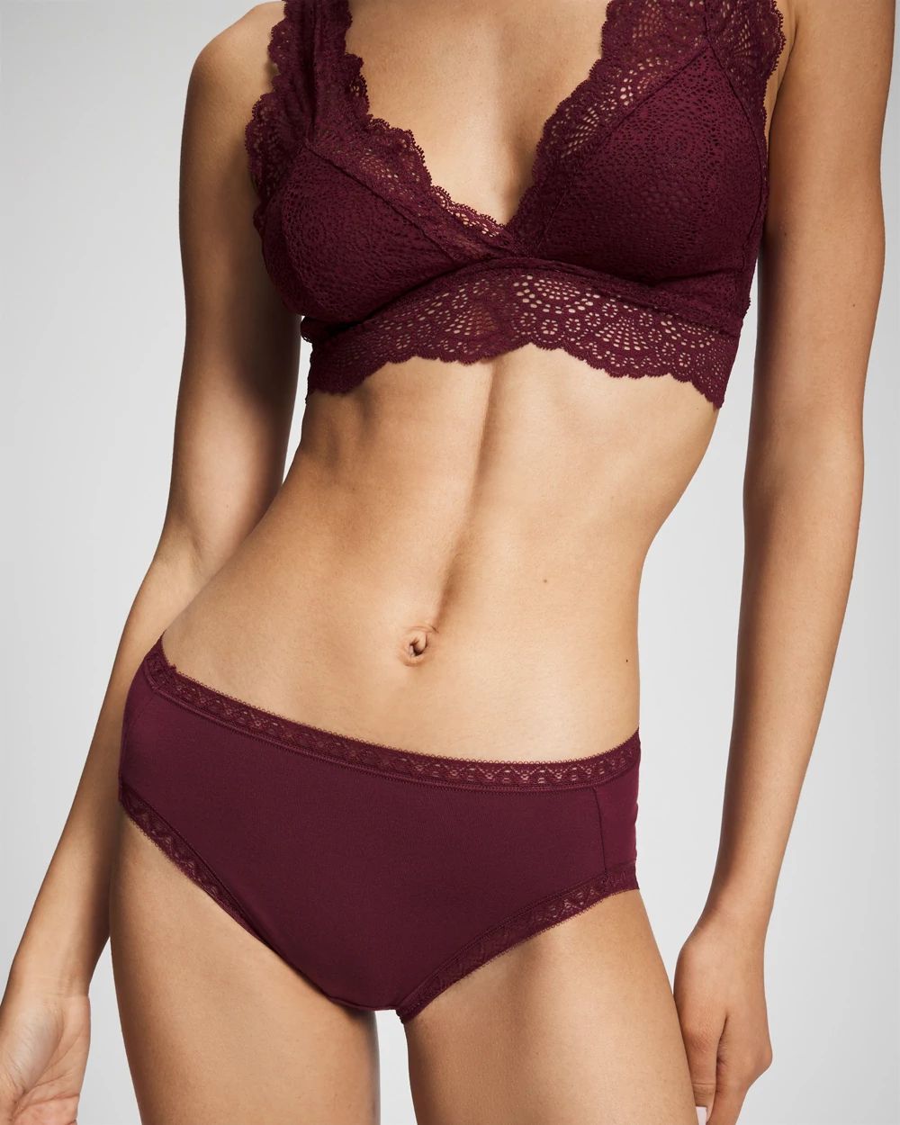 Cotton High-Leg Brief Panty with Lace Trim