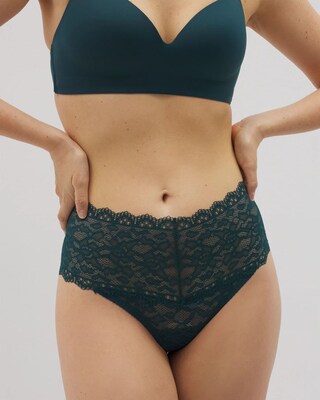 High-Waist Thong Panty with Enchanting Lace