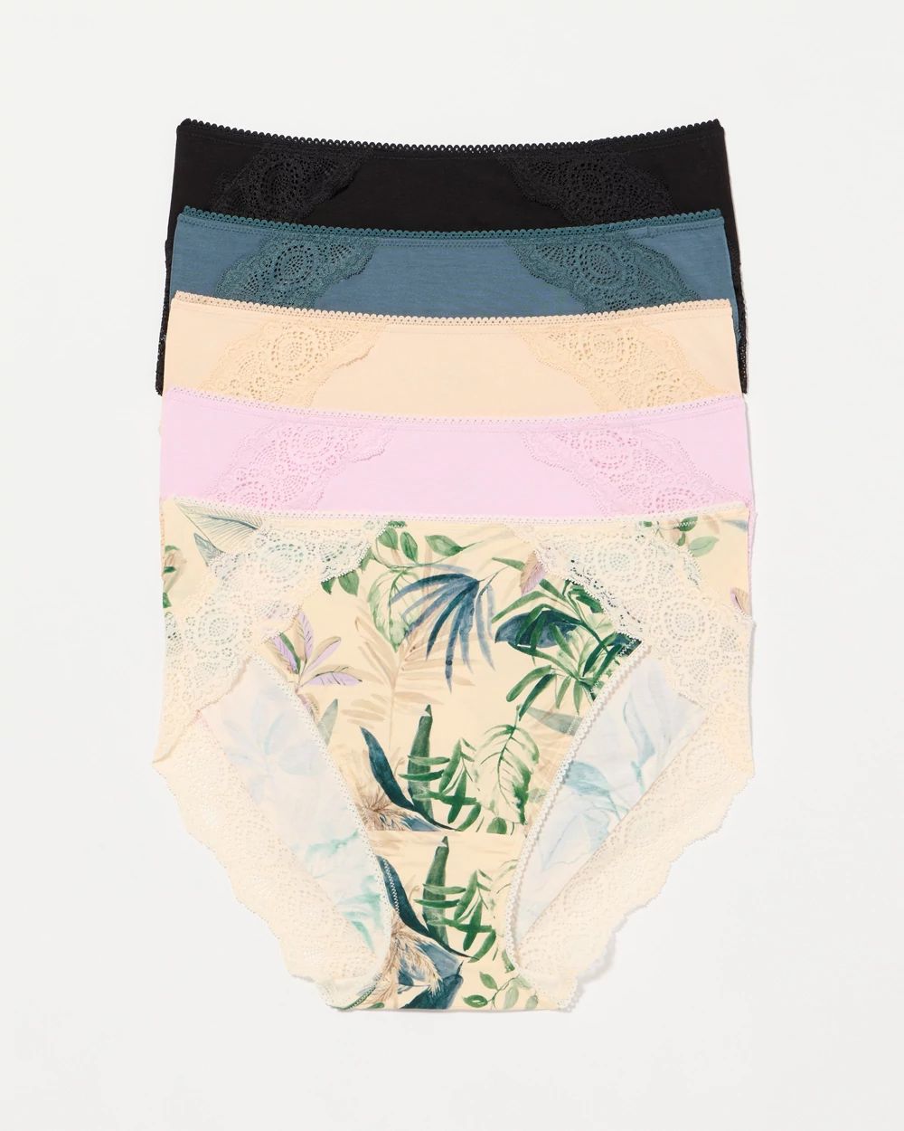 Embraceable High-Leg Panty with Crochet Lace 5 Pack