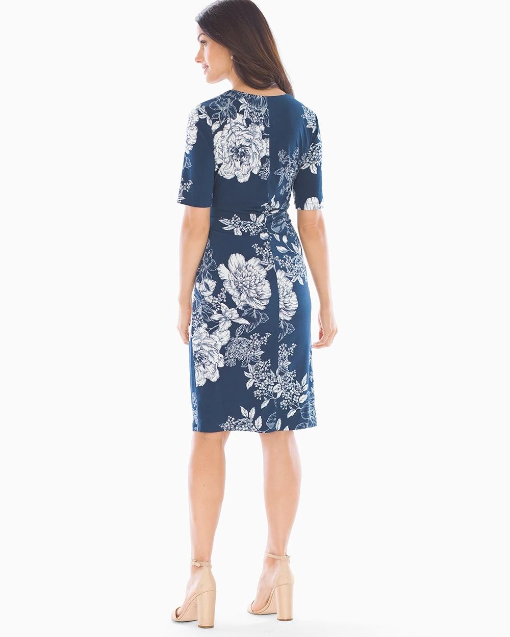 Adrianna Papell Side Ruched Dress Blue Multi