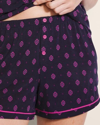 Printed Piped Pajama Shorts click to view larger image.