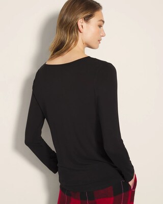 Lace Trim Long-Sleeve Pajama Top