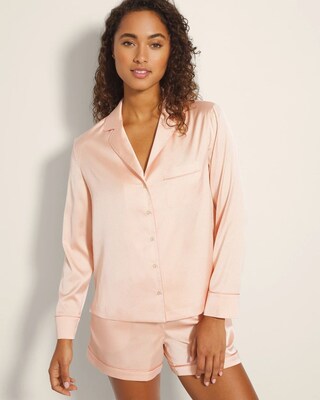 Long-Sleeve Notch Collar Pajama Top