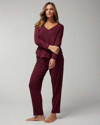 Long-Sleeve V-Neck Pajama Set