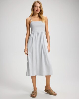 Beach Cotton Smocked Midi Dress