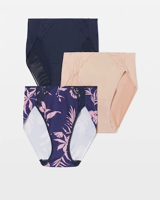 High-Leg Brief Panty with Lace 3 Pack