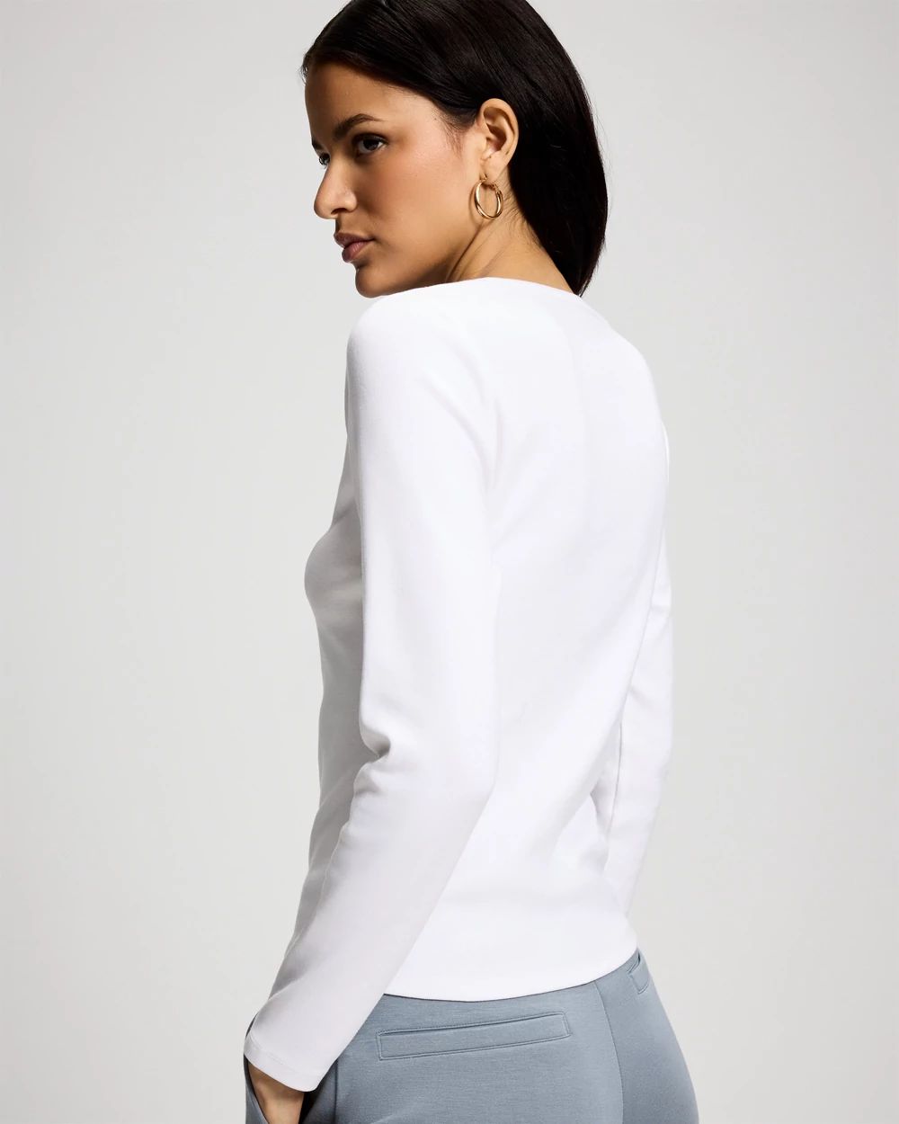Cotton-Blend Long Sleeve Tee click to view larger image.
