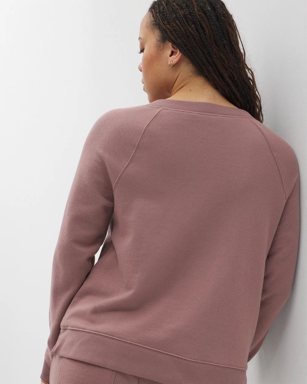 Cotton Terry V-Neck Sweatshirt